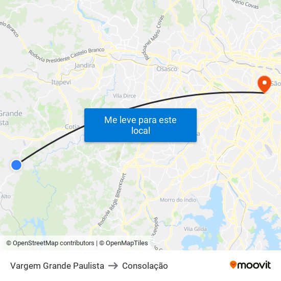 Vargem Grande Paulista to Consolação map