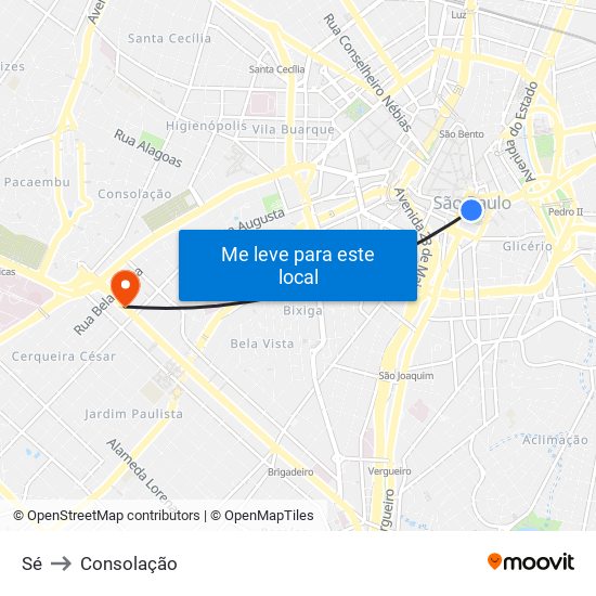 Sé to Consolação map