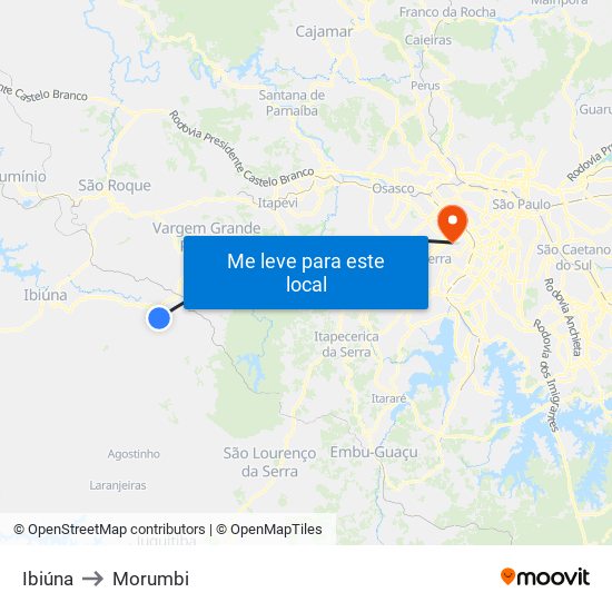 Ibiúna to Morumbi map