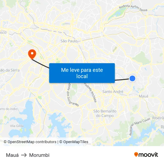 Mauá to Morumbi map