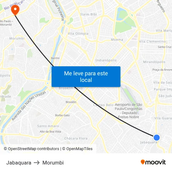 Jabaquara to Morumbi map