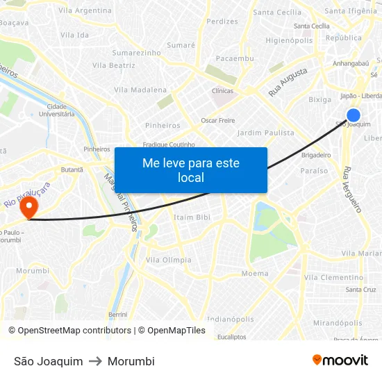 São Joaquim to Morumbi map