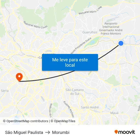 São Miguel Paulista to Morumbi map