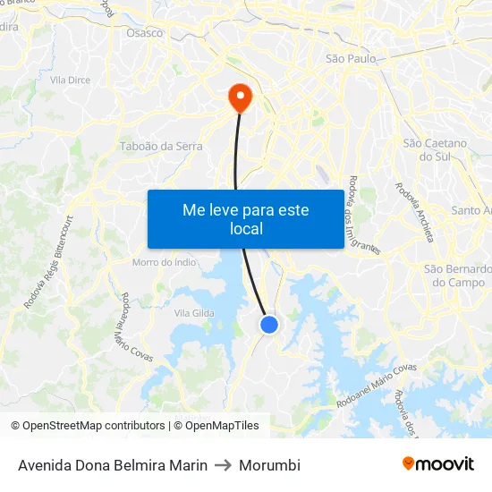 Avenida Dona Belmira Marin to Morumbi map