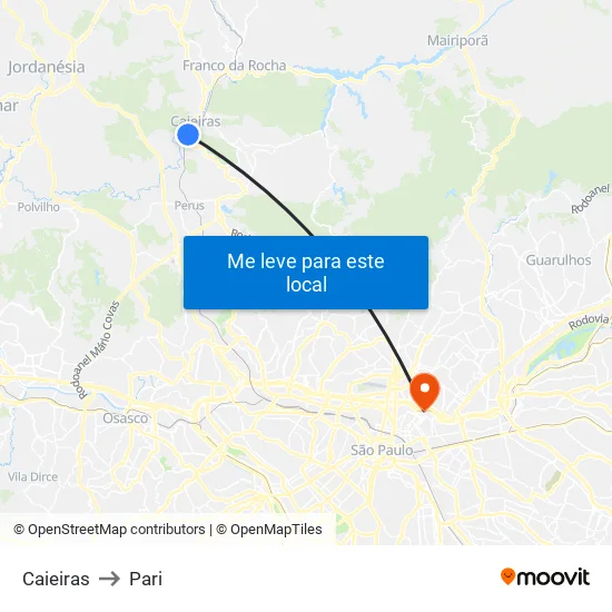 Caieiras to Pari map