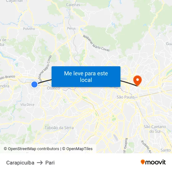 Carapicuíba to Pari map