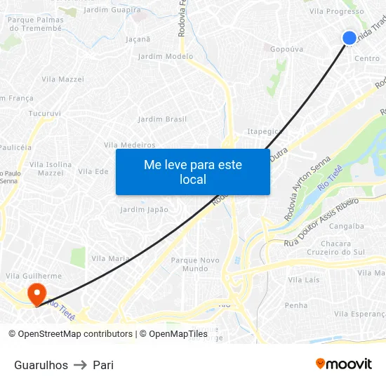 Guarulhos to Pari map
