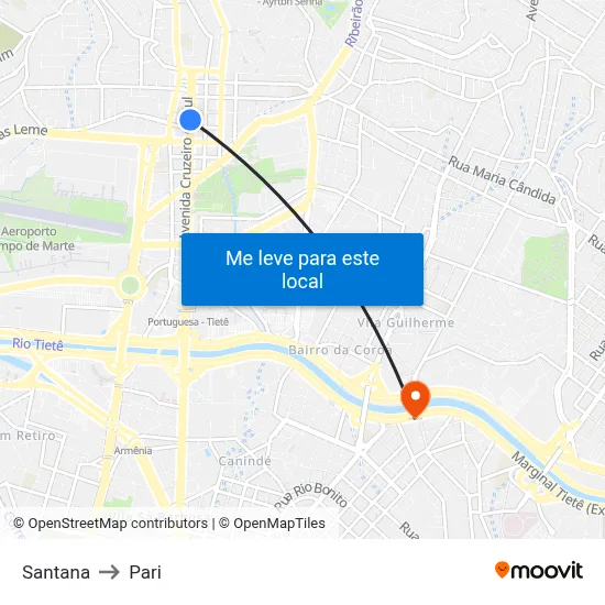 Santana to Pari map