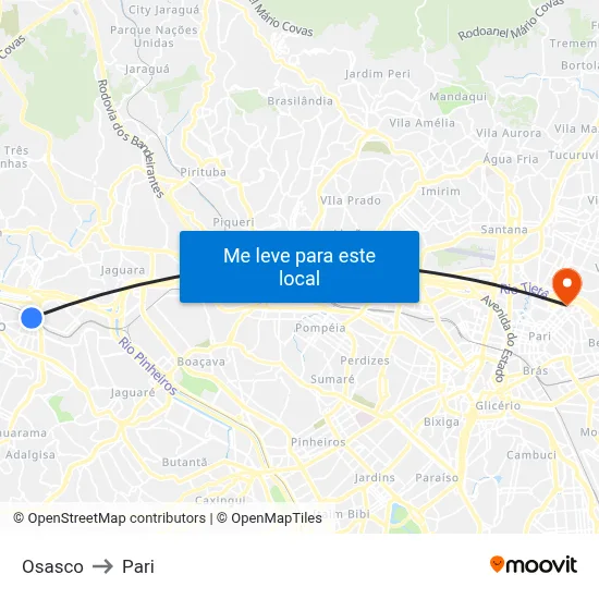 Osasco to Pari map