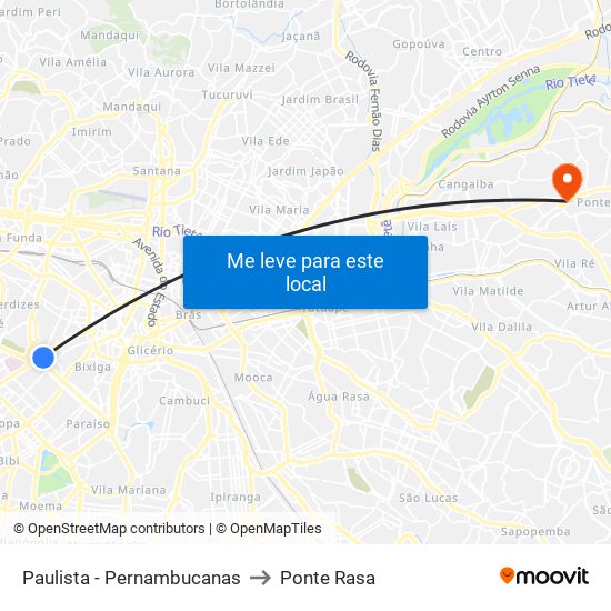 Paulista - Pernambucanas to Ponte Rasa map