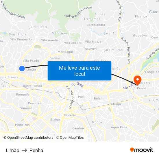 Limão to Penha map