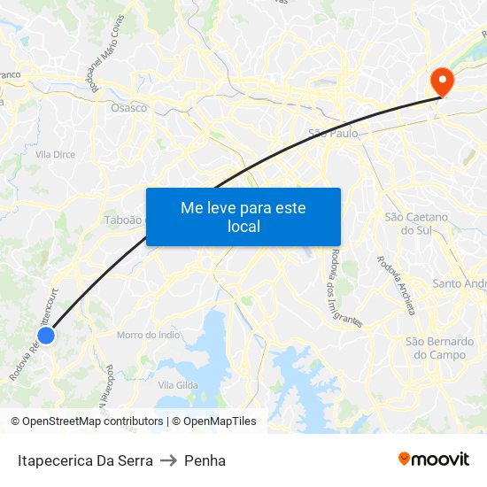 Itapecerica Da Serra to Penha map