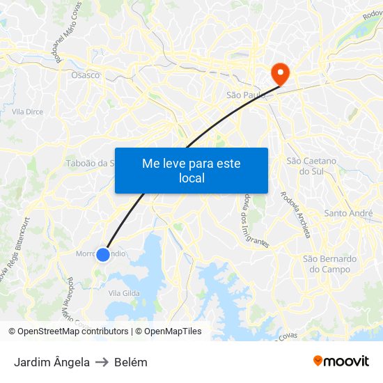 Jardim Ângela to Belém map