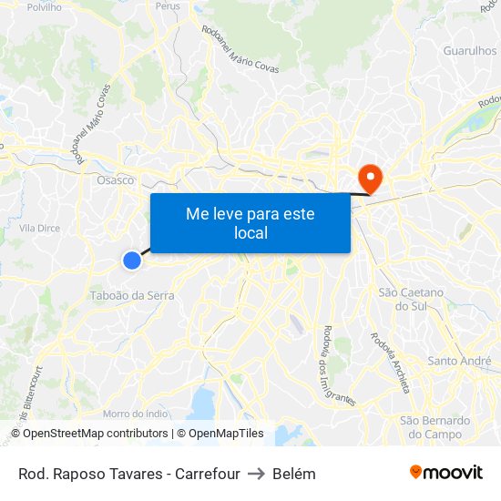 Rod. Raposo Tavares - Carrefour to Belém map