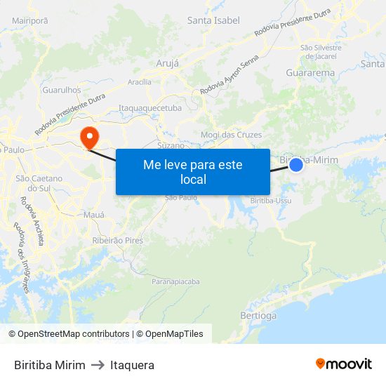 Biritiba Mirim to Itaquera map