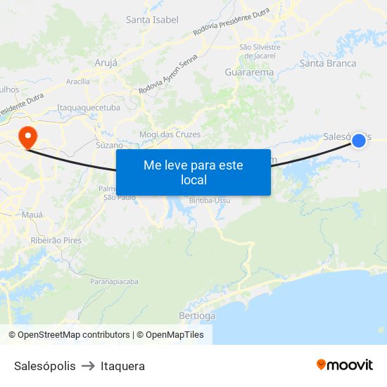 Salesópolis to Itaquera map