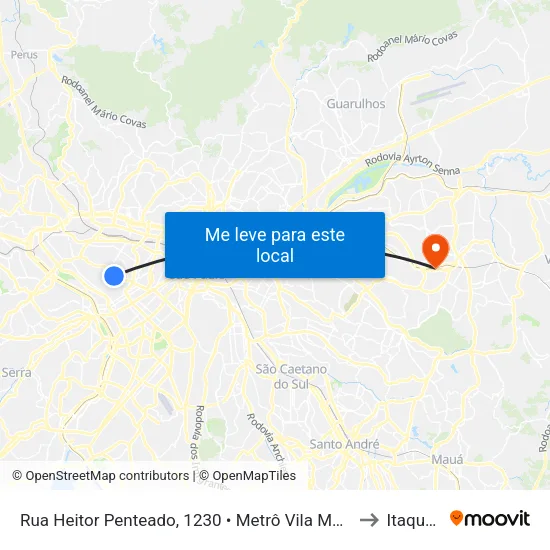 Rua Heitor Penteado, 1230 • Metrô Vila Madalena to Itaquera map