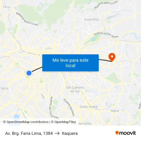 Av. Brg. Faria Lima, 1384 to Itaquera map