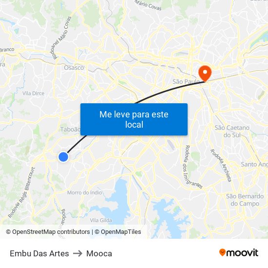Embu Das Artes to Mooca map