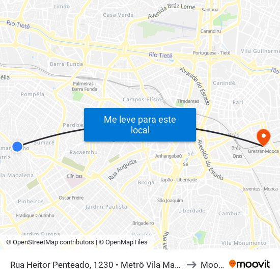 Rua Heitor Penteado, 1230 • Metrô Vila Madalena to Mooca map