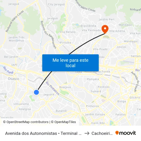Avenida dos Autonomistas • Terminal Vila Yara to Cachoeirinha map