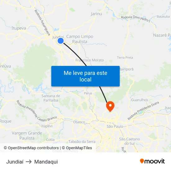 Jundiaí to Mandaqui map
