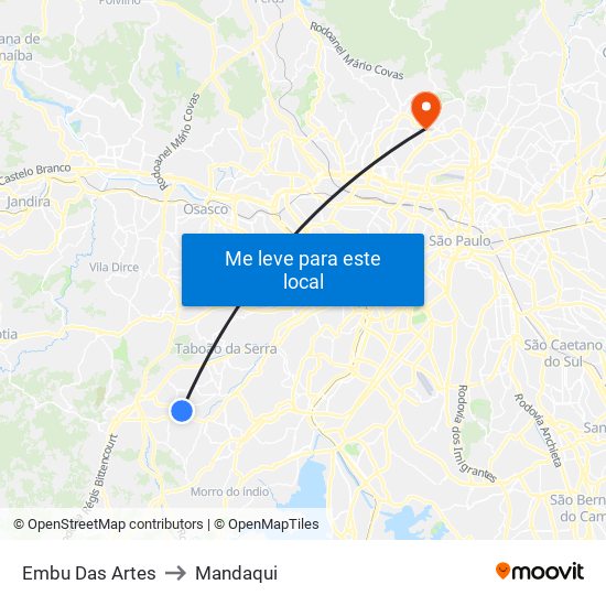 Embu Das Artes to Mandaqui map