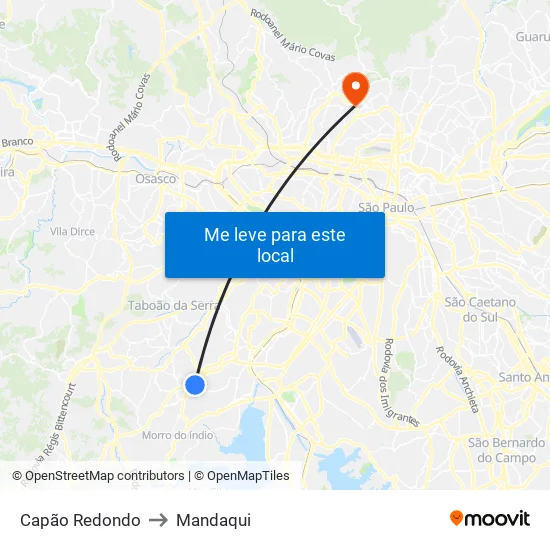 Capão Redondo to Mandaqui map