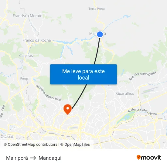 Mairiporã to Mandaqui map