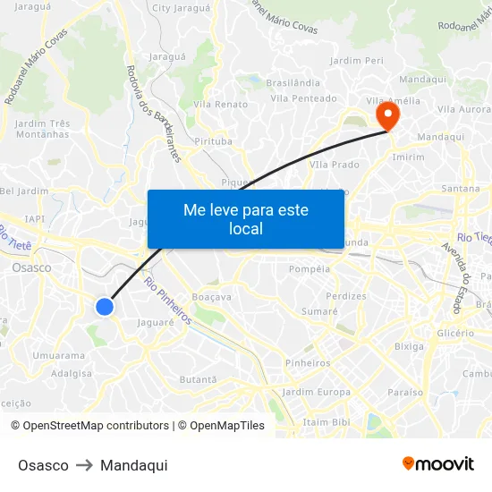 Osasco to Mandaqui map