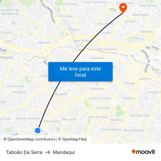 Taboão Da Serra to Mandaqui map