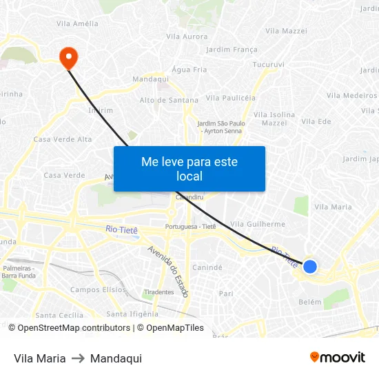 Vila Maria to Mandaqui map