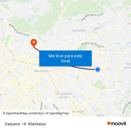 Itaquera to Mandaqui map