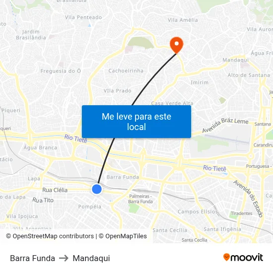Barra Funda to Mandaqui map
