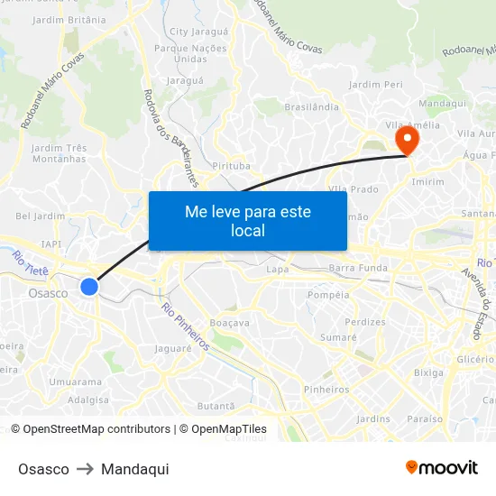 Osasco to Mandaqui map