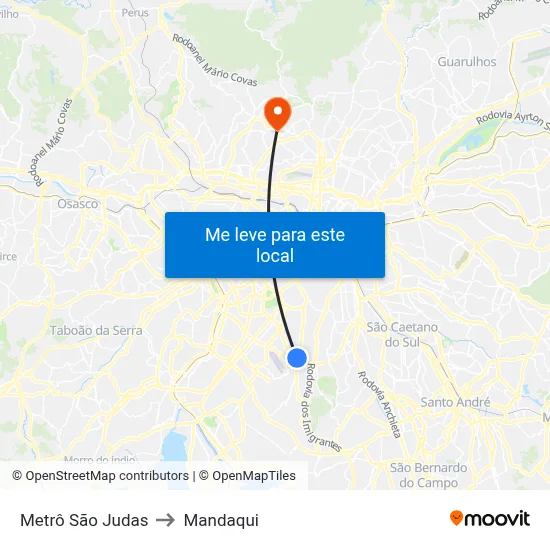 Metrô São Judas to Mandaqui map