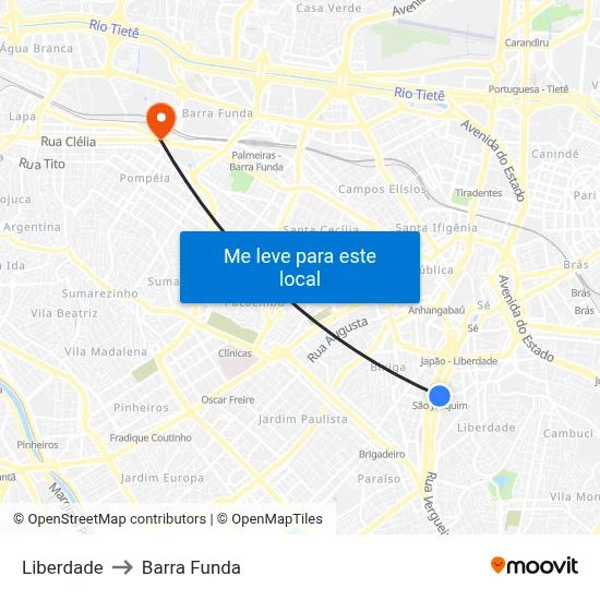 Liberdade to Barra Funda map