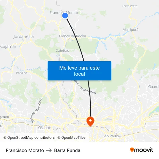 Francisco Morato to Barra Funda map