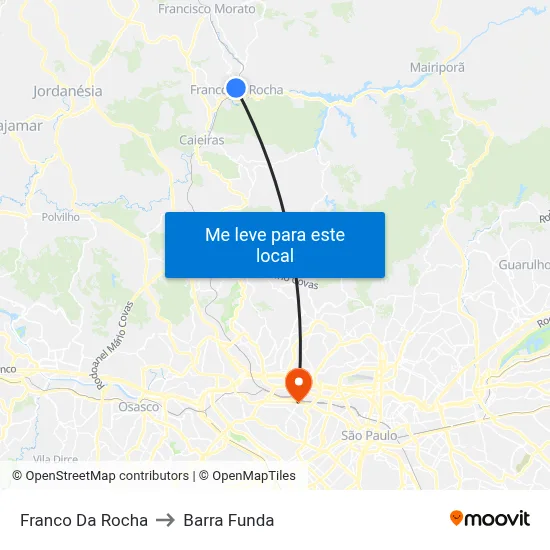 Franco Da Rocha to Barra Funda map