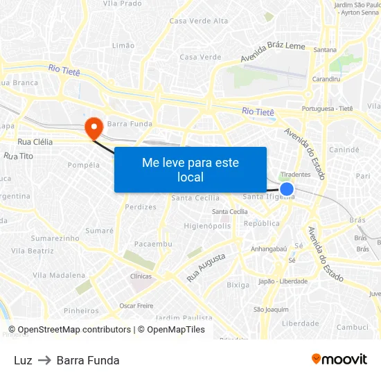 Luz to Barra Funda map