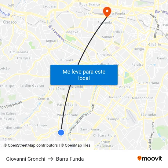 Giovanni Gronchi to Barra Funda map