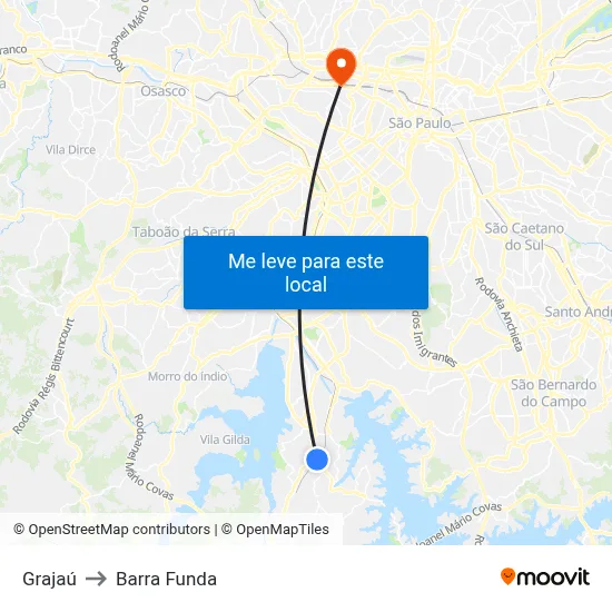 Grajaú to Barra Funda map