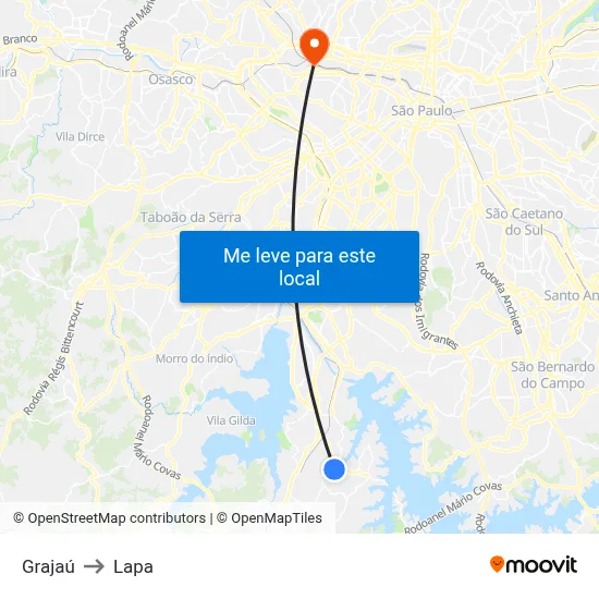 Grajaú to Lapa map