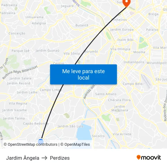 Jardim Ângela to Perdizes map