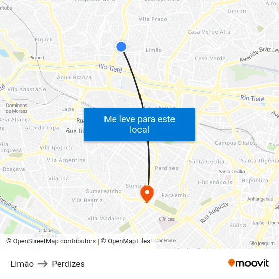 Limão to Perdizes map