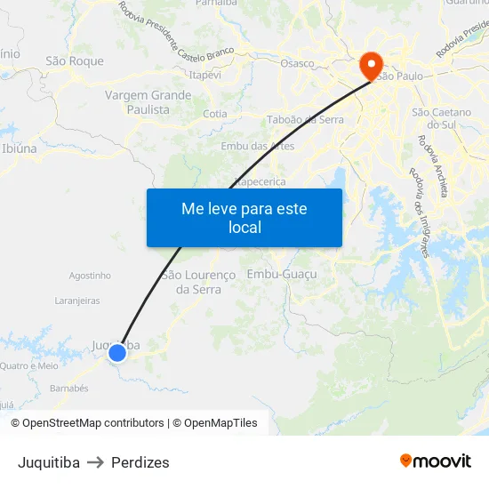 Juquitiba to Perdizes map