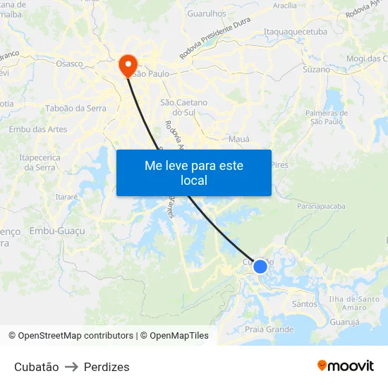 Cubatão to Perdizes map
