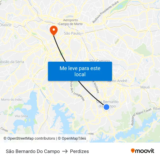 São Bernardo Do Campo to Perdizes map