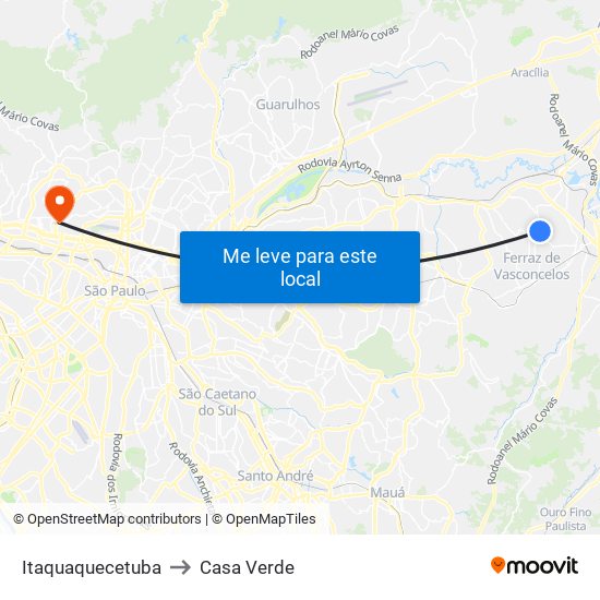 Itaquaquecetuba to Casa Verde map