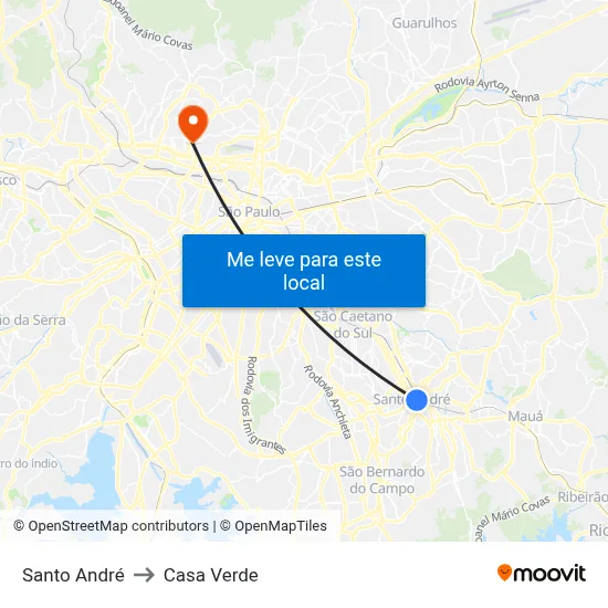 Santo André to Casa Verde map